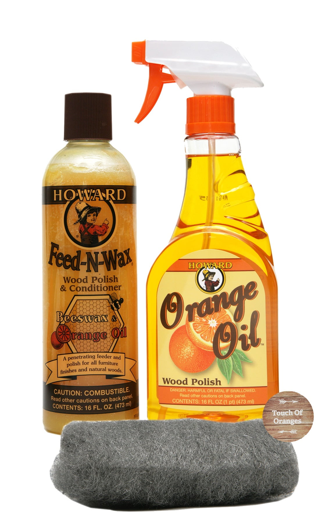 Howard FeedNWax Wood Preserver 16 Ounce and Howard Orange Oil