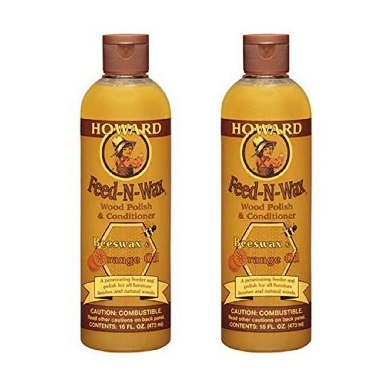 Howard Feed-n-Wax Wood Polish & Conditioner Beeswax Polish 16oz (2)