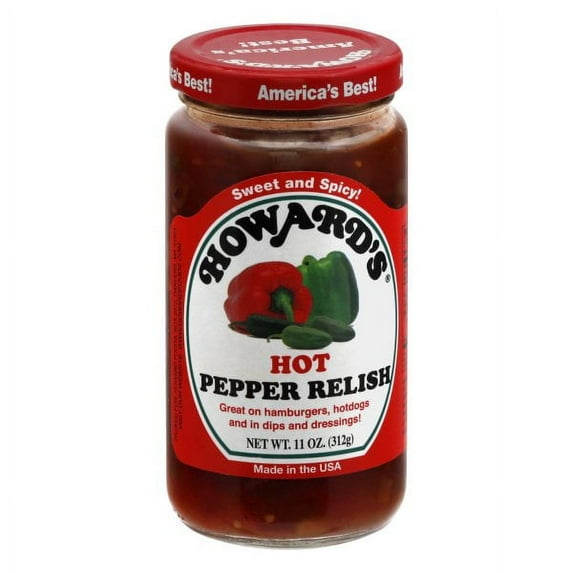 Howard Foods Hot Pepper Relish, 11 oz Jar – Spicy Sweet Relish for Sandwiches, Burgers, Hot Dogs, and More