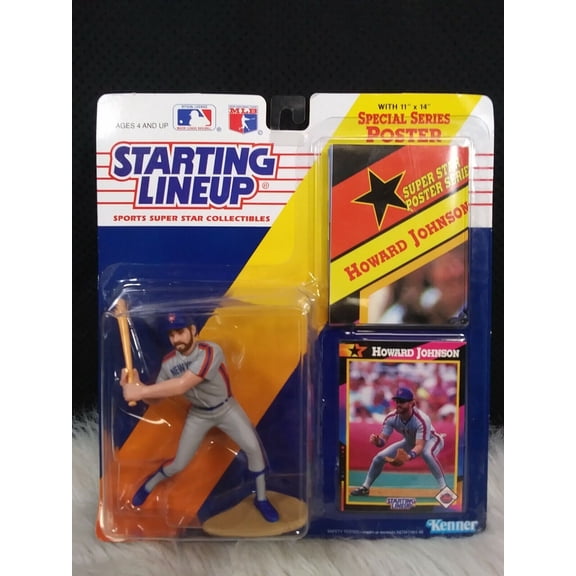 Starting Lineup Baseball Sports Super Star Collectible Figure with 11 x 14 inch Poster - 1992 Edition - New York Mets Howard Johnson