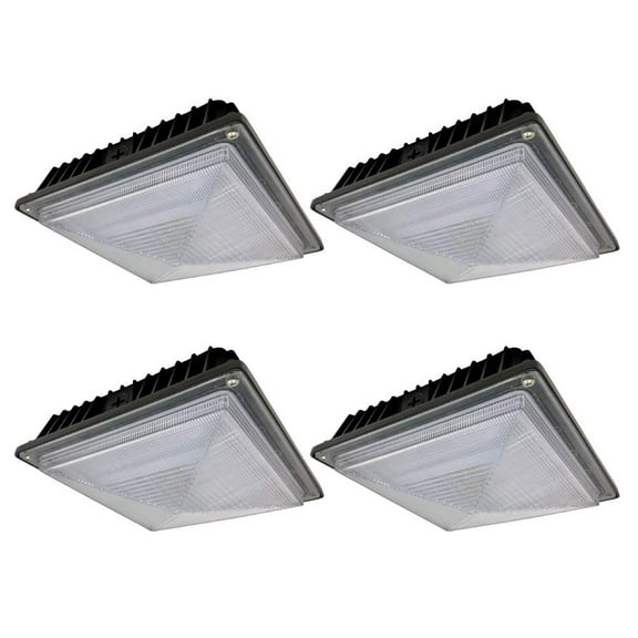 Howard LED Canopy Lights 4-Pack | Indoor/Outdoor Gas Station Parking Lot Warehouse Workshop | 39W 5000K Natural Daylight White 3100 Lumens | Die-Cast Aluminum Waterproof Housing | 120v-277v