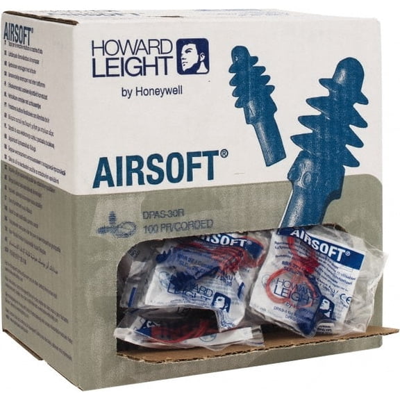 Howard Leight Reusable, Corded, 27 dB, Flange Earplugs Blue, 100 Pairs