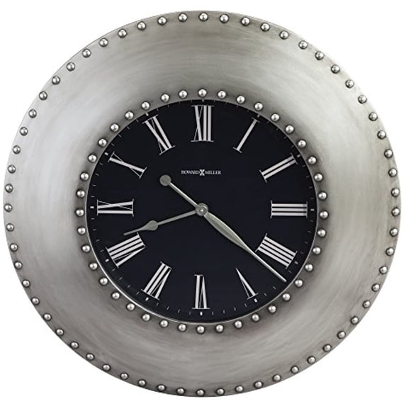 Howard Miller Bokaro Wall Clock 625-610 33 Oversized Black Antique Nickel Home Decor with Quartz Movement