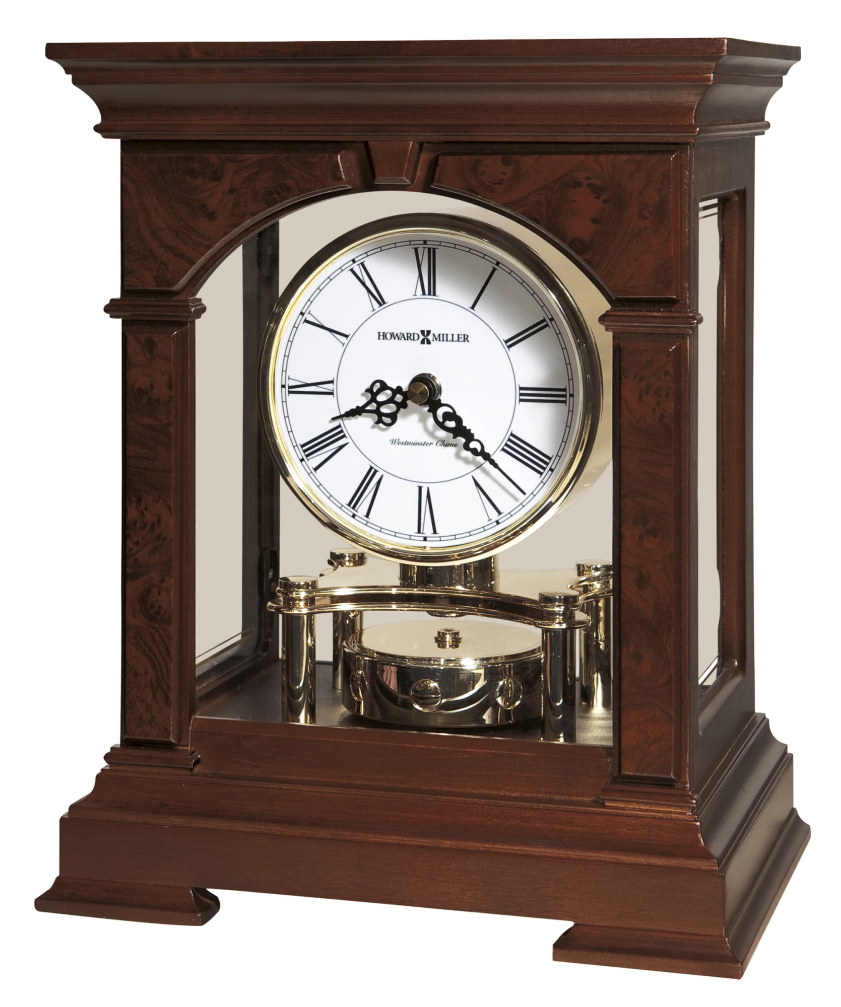 Howard Miller 635167 11-3/4" X 9-1/2" Statesboro Hardwood Analog Table Top Clock - Cherry