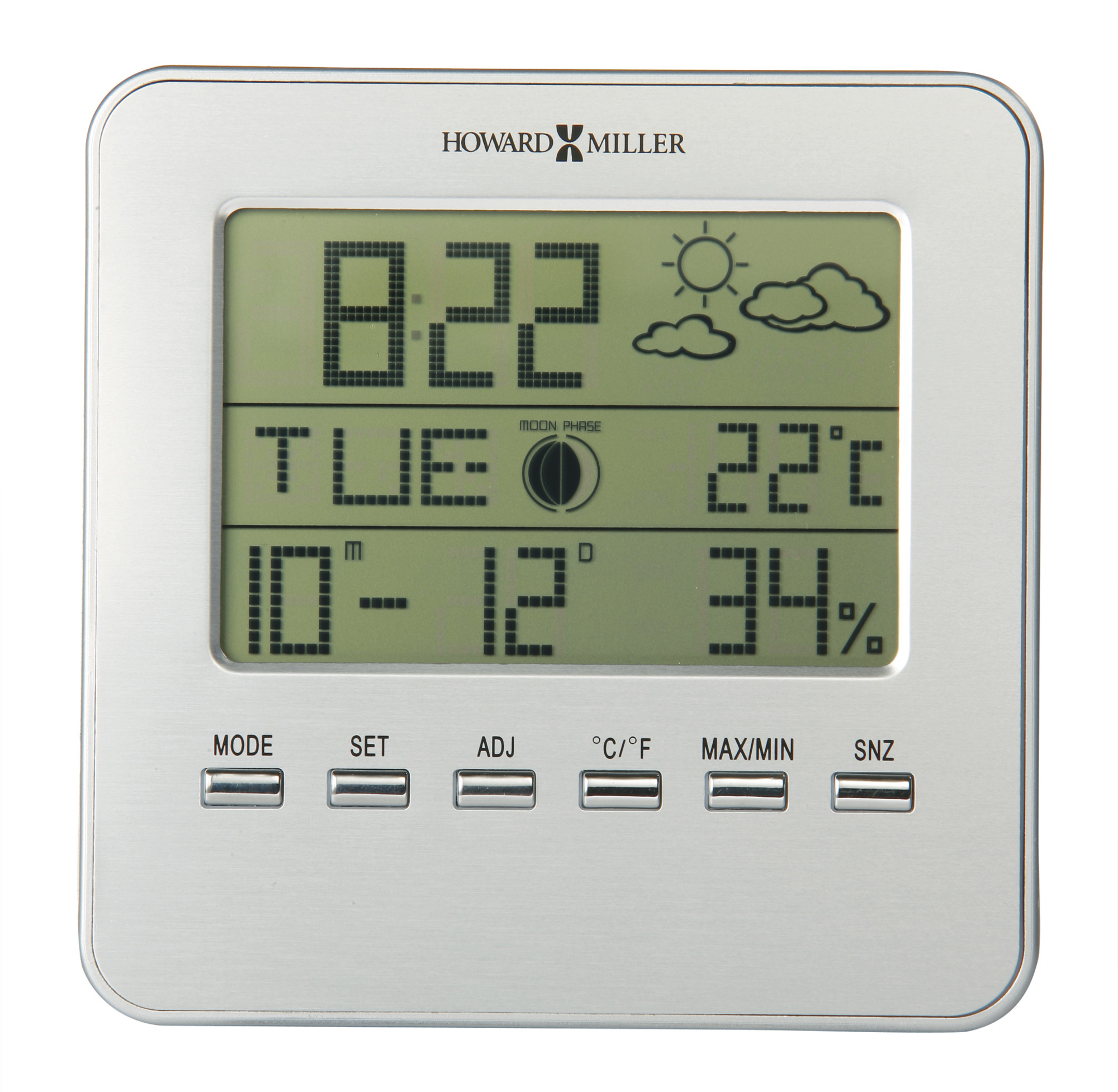 Howard Miller 645693 5" Weather View Aluminum Digital And Weather Table Top Cloc - Silver - image 1 of 2