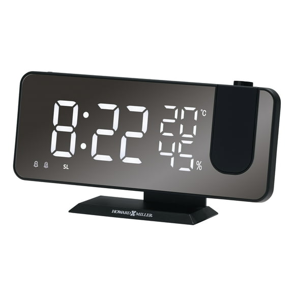 Howard Miller Gable Table Clock 645-839  Digital Alarm Clock, Matte Black Case, Large Display, 4 Brightness Settings, Nightstand & Desk Clock, USB Charging Port