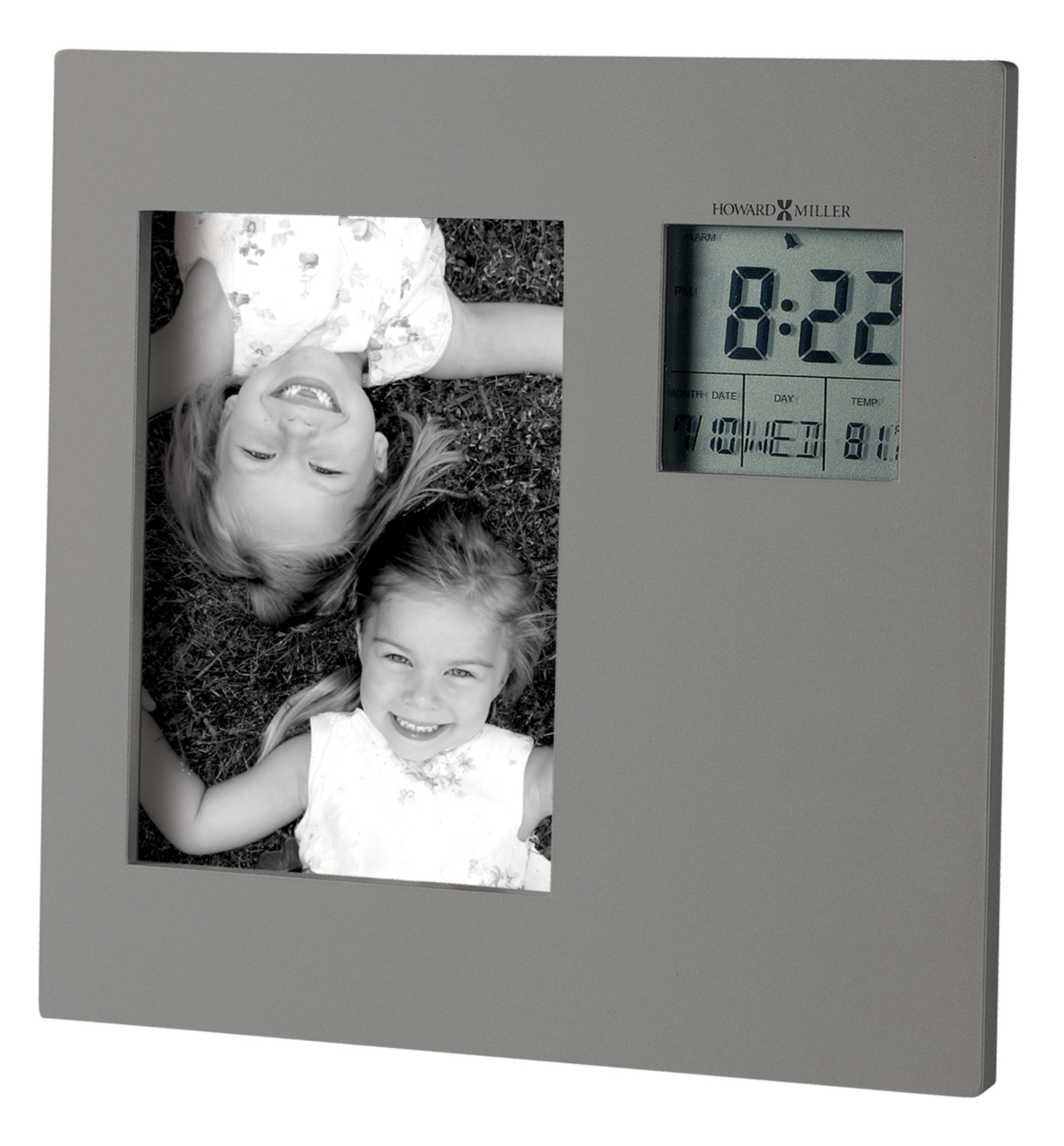 Howard Miller Picture This Table Clock 645-553 – Titanium Photo Frame & LCD Digital Display with Quartz, Alarm Movement - image 1 of 2