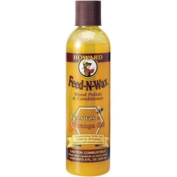 Howard Products Feed-N-Wax Wood Polish & Conditioner, 8 oz, Orange