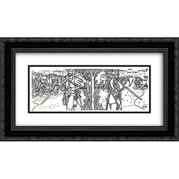 Howard Pyle 2x Matted 24x14 Black Ornate Framed Art Print 'The Merry Adventures of Robin Hood 10'