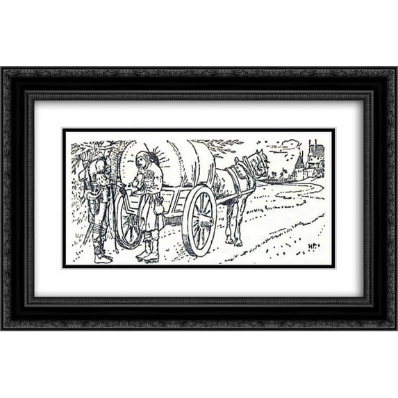 Howard Pyle 2x Matted 24x14 Black Ornate Framed Art Print 'The Merry Adventures of Robin Hood 11'