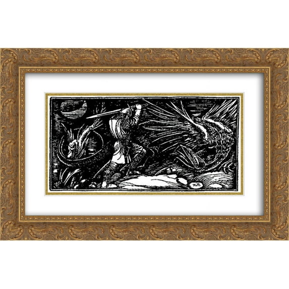 Howard Pyle 2x Matted 24x16 Gold Ornate Framed Art Print 'Otto of the Silver Hand 14'