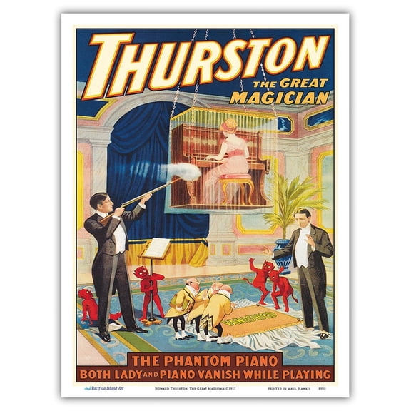 Howard Thurston The Great Magician - The Phantom Piano - Vintage Magic Poster c.1911 - Master Art Print (Unframed) 9in x 12in