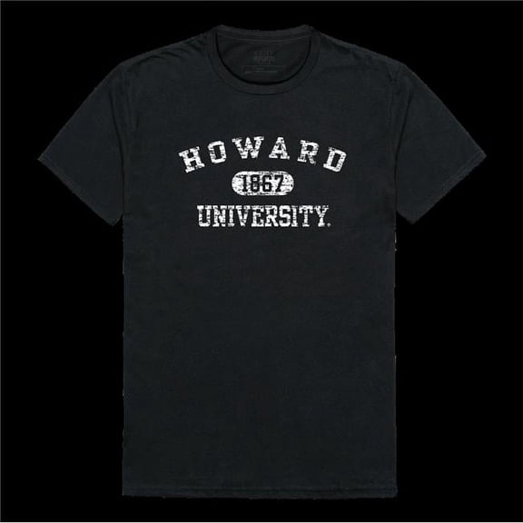 Howard University Bisons Distressed Arch College T-Shirt, Black - Large