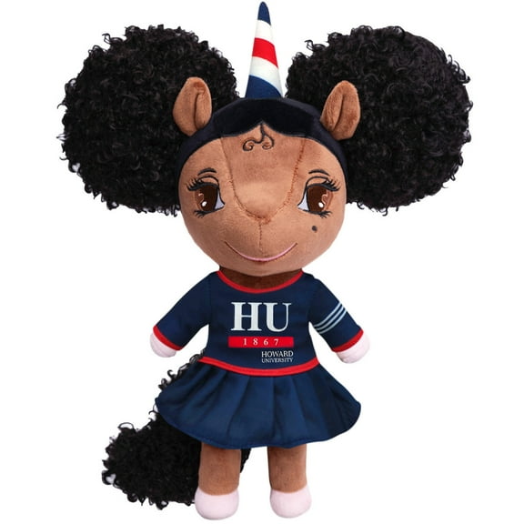 Howard University Unicorn Doll with Afro Puffs (HU Logo) - 14 inch