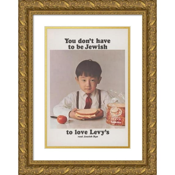 Howard Zieff 17x24 Gold Ornate Framed and Double Matted Museum Art Print Titled - You Don't Have to Be Jewish to Love Levy's Real Jewish Rye (1965)