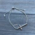 thumbnail image 1 of Howard's Alcea Double Row Bolo Inspirational Dainty Cross Silver Bracelet for Women, 1 of 3