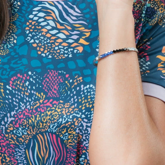 Howard's Black Beaded Silver Cuff Bracelet for Women