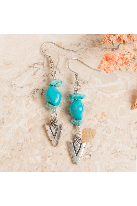 Blakely Western Turquoise Chip Arrowhead Dangle Earrings for Women