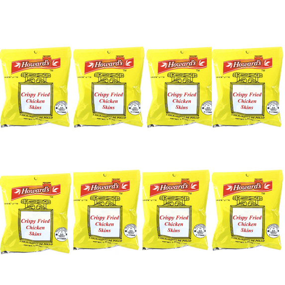Howard's Crispy Fried Chicken Skins - Chicharrones de Pollo, 1.5oz, Pack of 8