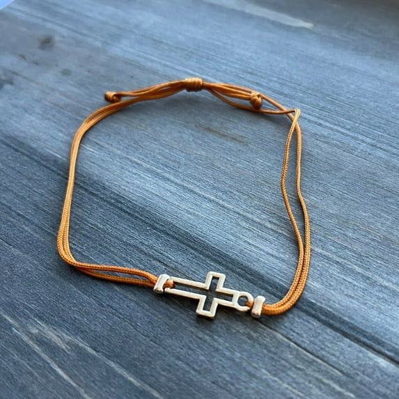 Howard's Devon Adjustable Inspirational Framed Cross Bourbon Bracelet for Women