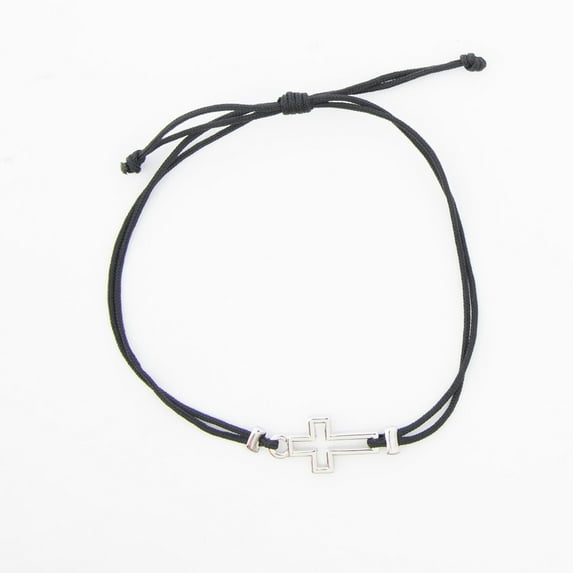 Howard's Devon Adjustable Inspirational Framed Cross Jet and Silver Bracelet for Women