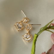 Howard's Double Cubic Zirconia Gold Dazzler Drop Earrings for Women