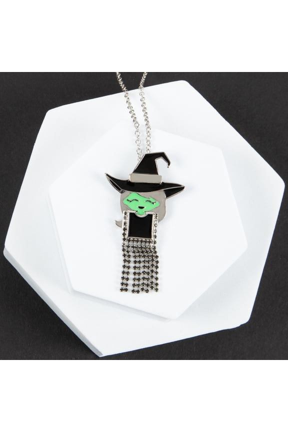 Halloween Sabrina Witch 28" Silver Pendant Necklace for Women