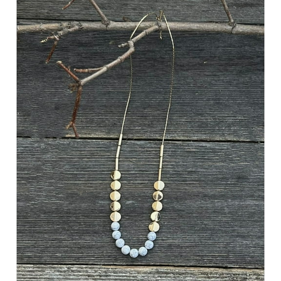 Howard's Howlite Stone and Gold Disc Beaded 28" Necklace for Women