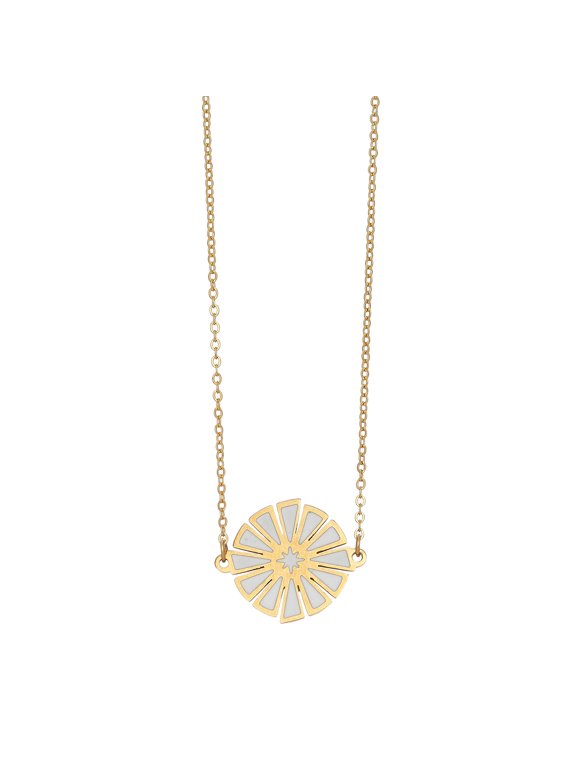 Hypoallergenic Stainless Steel 16" Pie Pieces Gold Pendant Necklace for Women