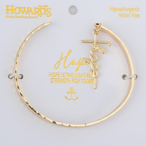Howard's Inspirational Nina Gold Hope Charm Cuff Bracelet for Women