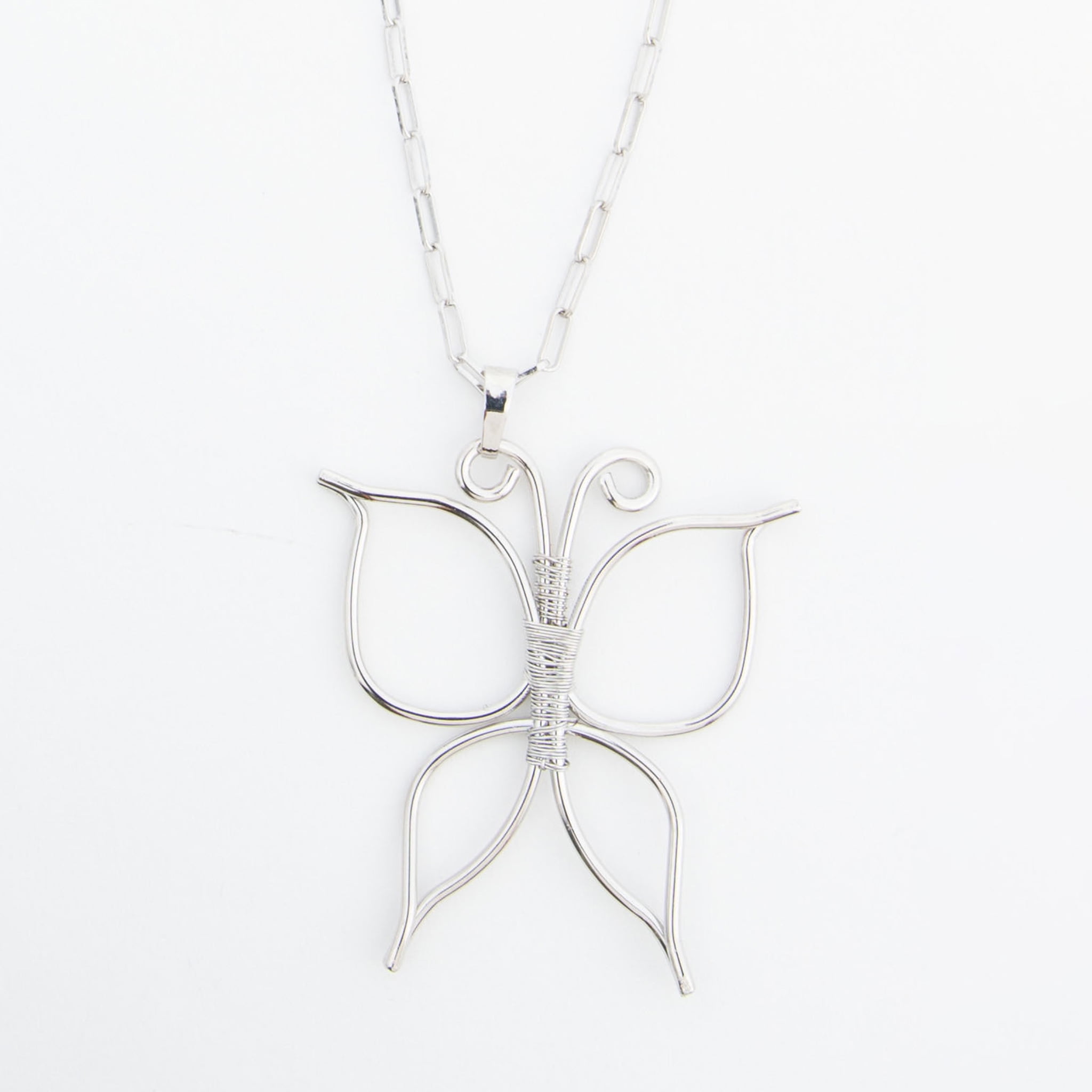 Howard's Iselin Wire Wrapped Butterfly 18" Silver Pendant Necklace for Women