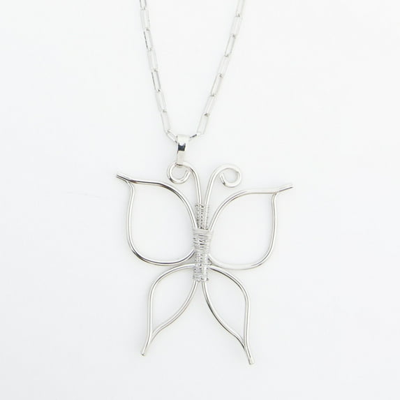 Howard's Iselin Wire Wrapped Butterfly 18" Silver Pendant Necklace for Women