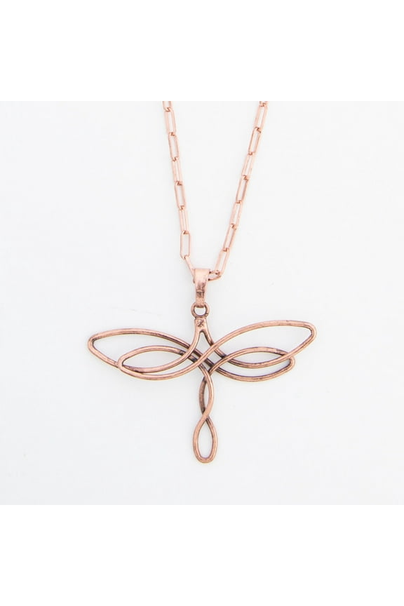 Iselin Wire Wrapped Dragonfly 18" Copper Pendant Necklace for Women