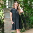 thumbnail image 1 of Howard's L/XL Ink Short Sleeve Crewneck Stretch Denim Knee Length Dress with Pockets for Women, 1 of 5