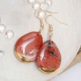 thumbnail image 1 of Howard's Nalani Teardrop Genuine Red Jasper Gold Dipped Drop Earring for Women, 1 of 2