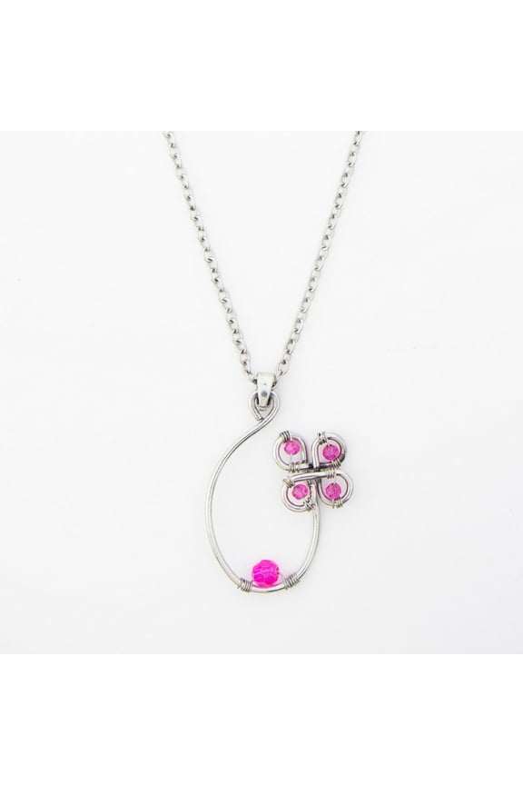 Randi Wire Wrapped Flower 18" Silver Pendant Necklace for Women