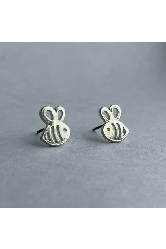 Stud Bud Bumblebee Silver Stud Earrings for Women