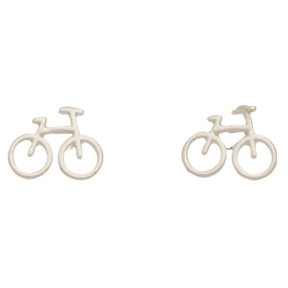 Howard's Stud Buds Silver Bicycle Earrings for Women