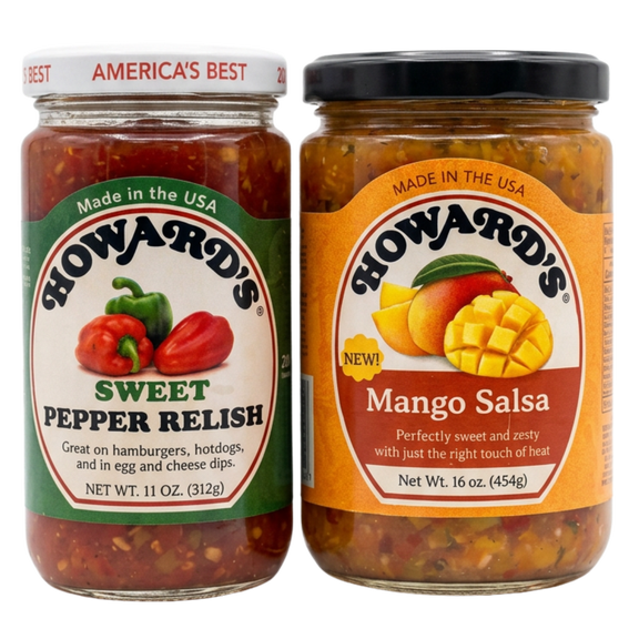 Howards Sweet Pepper Relish & Mango Salsa Duo  Sweet & Tropical Flavor Variety Pack