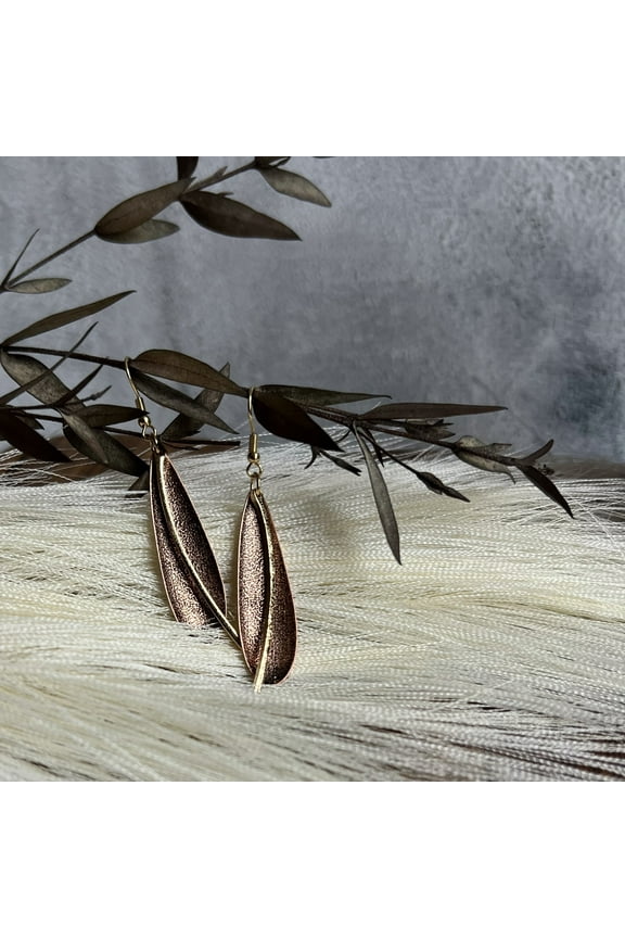 Western Copper and Gold Curb Drop Dangle Earrings for Women