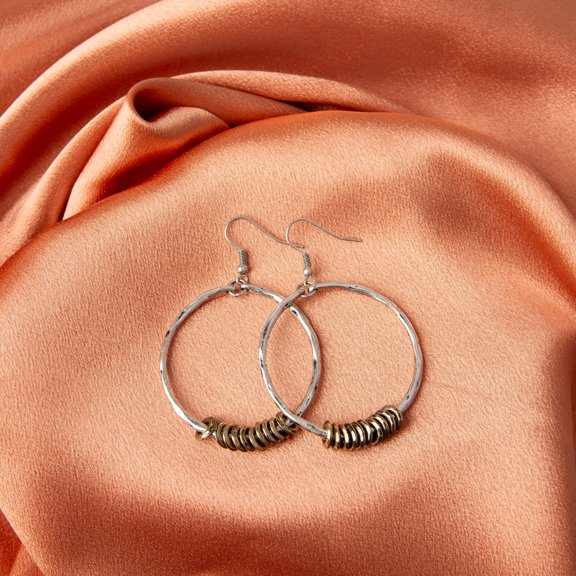 Howard's Wild Spirit Mixed Metal Western Hoop Dangle Earrings for Women