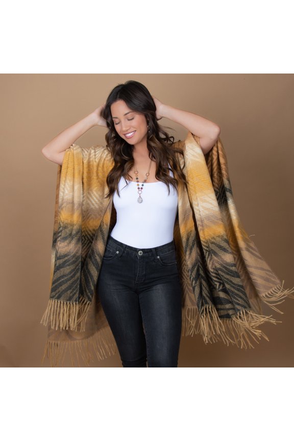 Winter Scout One Size Plaid Tasseled Wrap for Women