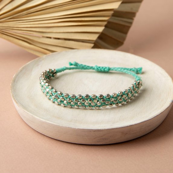 Howard's Zoraya Two-Tone Turquoise Beaded Adjustable Bracelet for Women