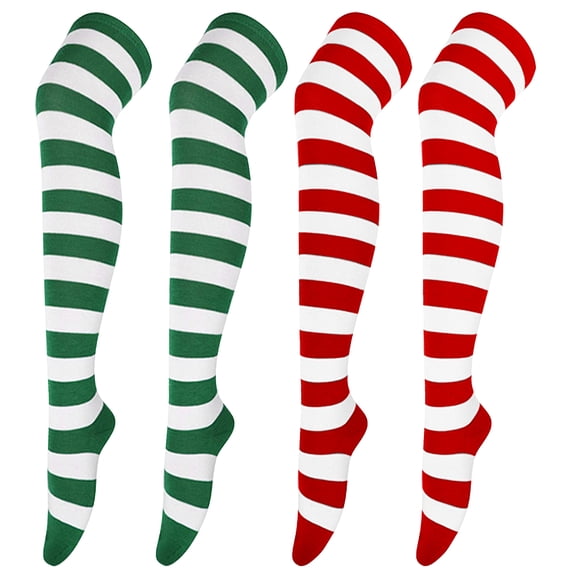 Howarmer 2 Pairs Womens Thigh High Socks, Striped The Knee High Socks for Women, Cosplay Anime Socks