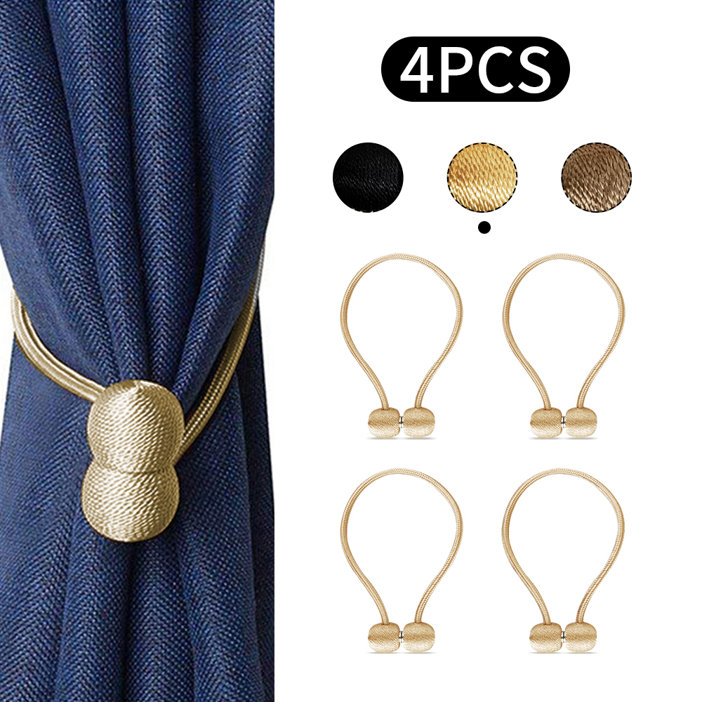 Howarmer 4/6Pcs Gold Magnetic Curtain Holdbacks, Drape Holders Curtain ...