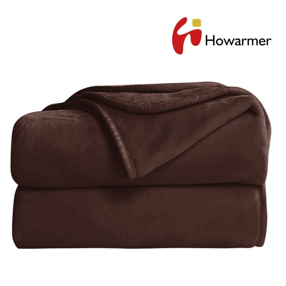 Howarmer Coffee Fuzzy Bed Blanket, Throw Size Soft Flannel Fleece Blankets, All Season Lightweight Warm Bed Throws, 50 x 60 Inch