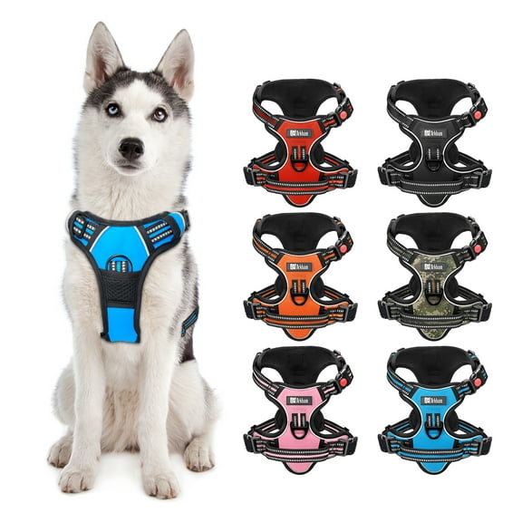 Howarmer Dog Harness for Small Medium Large Dogs No Pull Adjustable Reflective Breathable Oxford Dog Vest, Easy Control Handle for Dogs, Blue