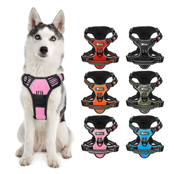 Howarmer Dog Harness for Small Medium Large Dogs No Pull Adjustable Reflective Breathable Oxford Dog Vest, Easy Control Handle for Dogs, Pink