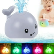 Howarmer Gray Whale Automatic Spray Water Baby Bath Toy, Fountain Light Up Baby Pool Toddlers Toy with LED Light, Induction Sprinkler Bathtub Shower Toys for Toddlers Kids Boys Girls