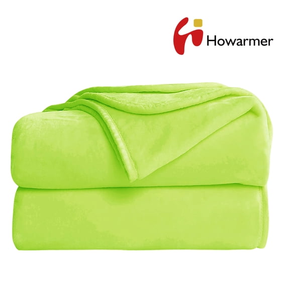 Howarmer Green Fuzzy Bed Blanket, Queen Size Soft Flannel Fleece Blankets, All Season Lightweight Warm Bed Throws, 90 x 90 Inch